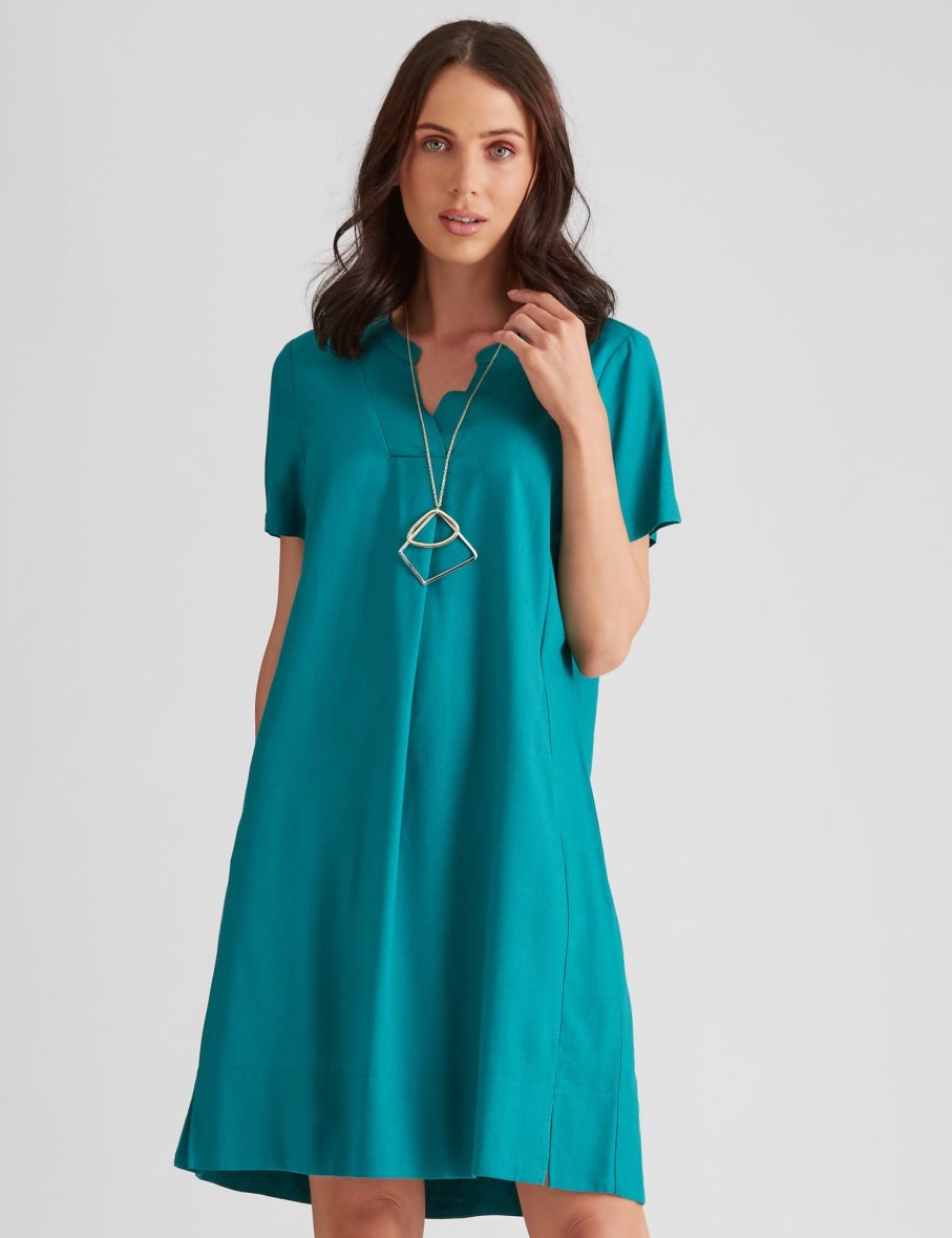 Dresses Katies | Katies Linen Blend V Neck Shift Dress