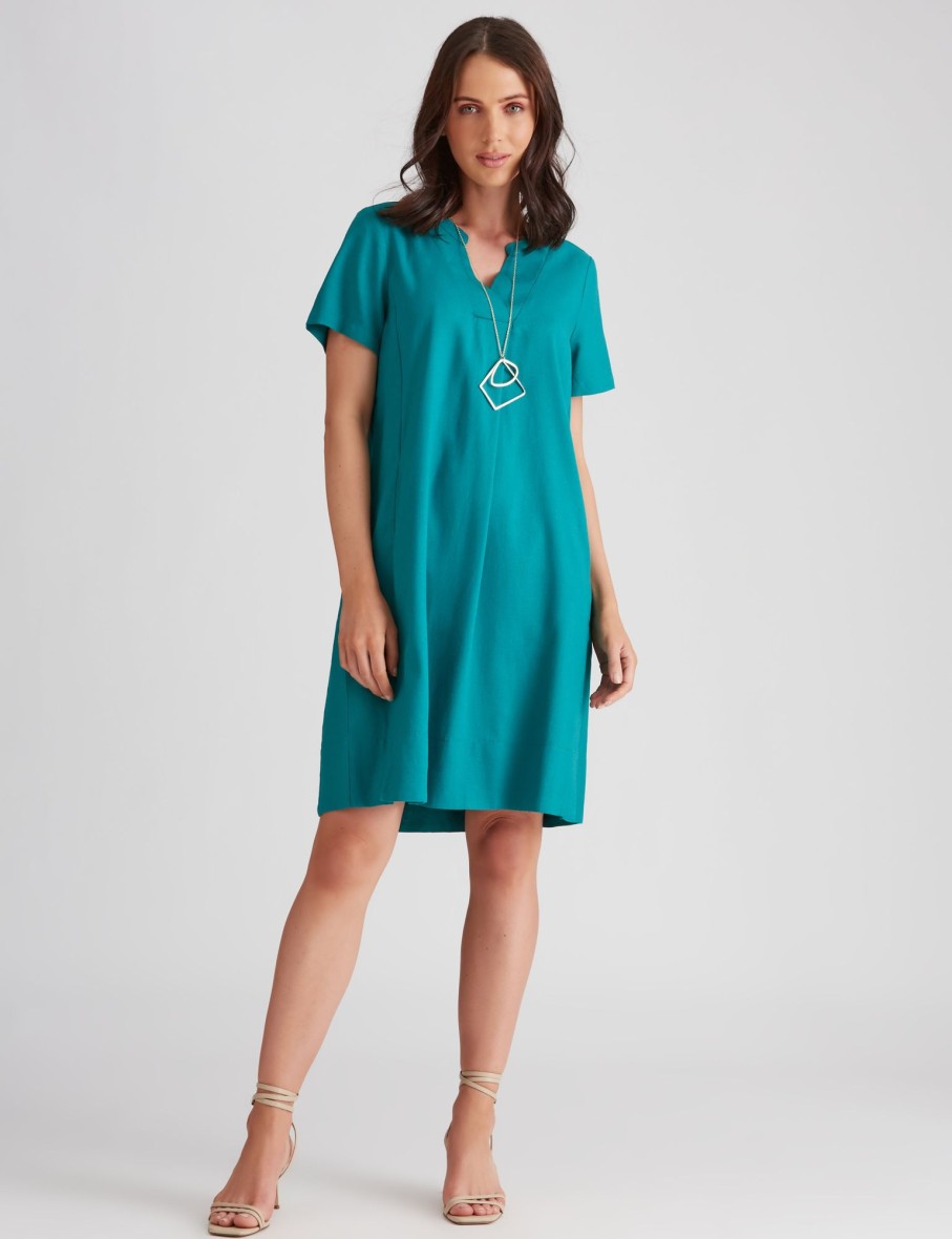 Dresses Katies | Katies Linen Blend V Neck Shift Dress