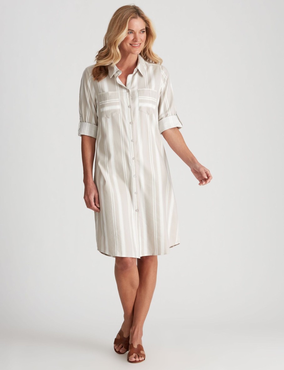 Dresses NoniB | Noni B Stripe Shirt Dress