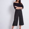 Bottoms Katies | Katies Crop Wide Legs Side Button Trim Pants