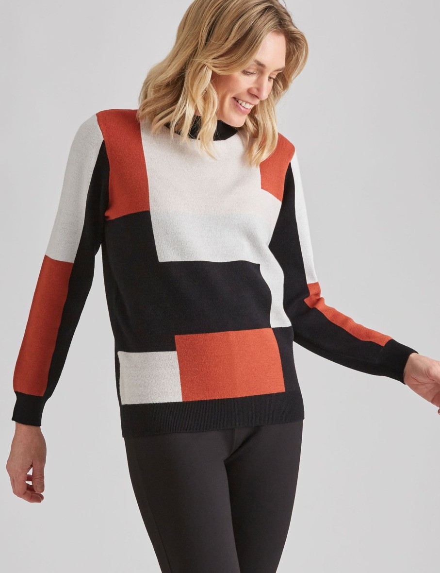 Knitwear NoniB | Noni B Colourblock High Neck Jumper