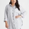 Tops Beme | Beme Long Sleeve Full Placket Shirt