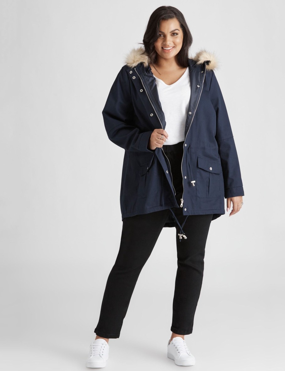 Outerwear Beme | Beme Long Slv Hooded Utility Jkt