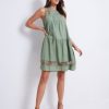 Dresses Katies | Katies Sleeveless Lace Trim Linen Shift Dress