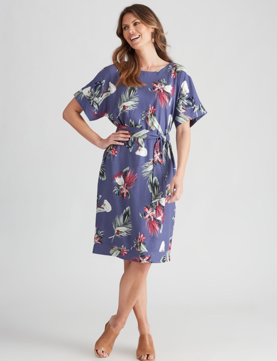 Dresses WLane | W.Lane Linen Floral Shift Dress