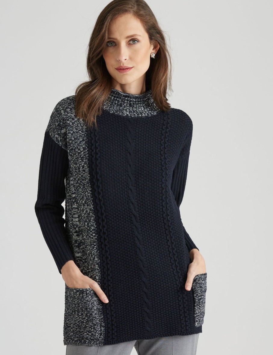 Knitwear NoniB | Colour Block Cable Knit Jumper