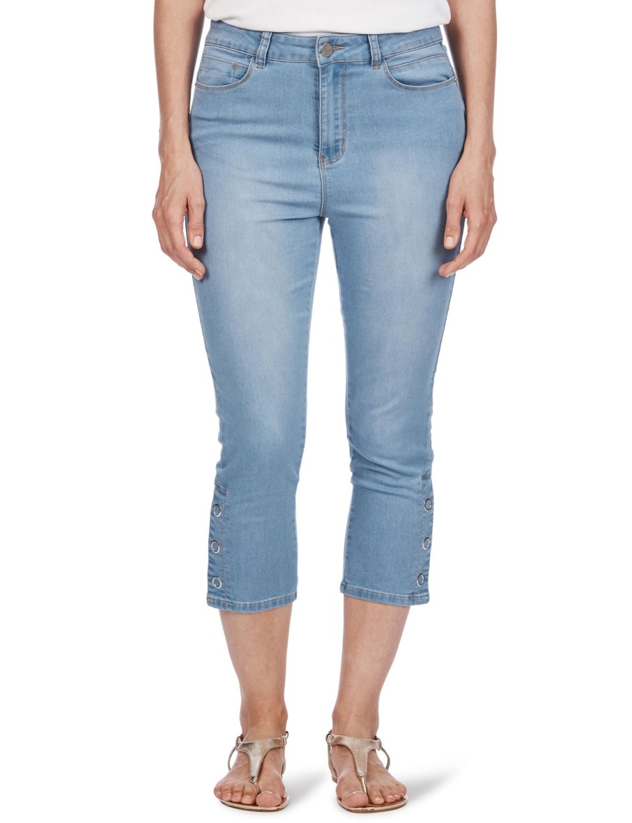 Bottoms Rockmans | Rockmans Crop 365 Snap Hem Slim Leg Jeans