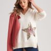 Knitwear Rockmans | Rockmans Long Sleeve True Knitwear Sequin Star Jumper