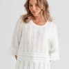 Knitwear Rockmans | Rockmans Elbow Sleeve Pretty Stitch Knit Top