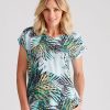 Tops NoniB | Noni B Embellished Palm Print T-Shirt Top