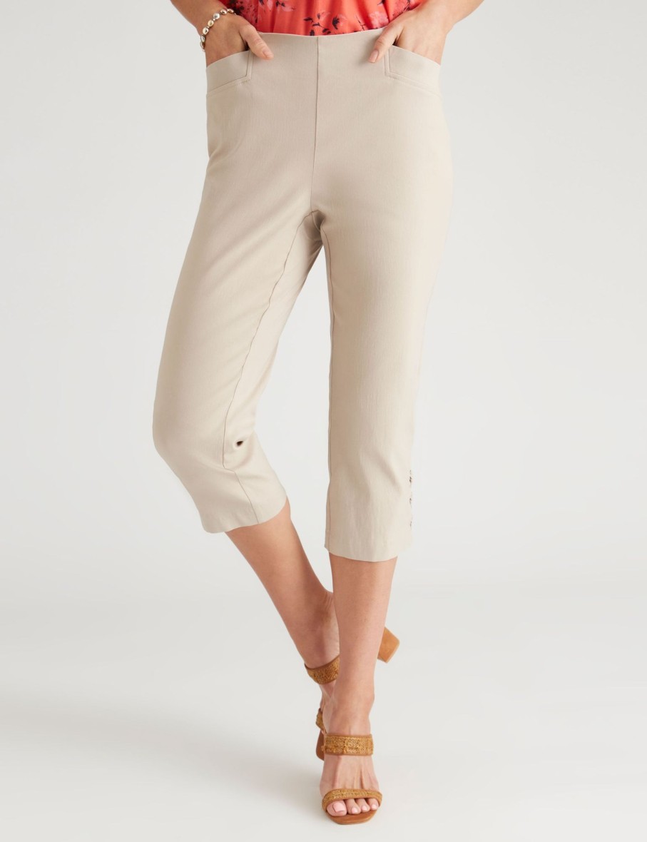 Bottoms Millers | Miller Crop Length Eyelet/ Lace Up Hem Split Pants