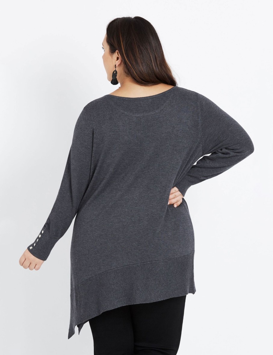 Knitwear Beme | Beme Long Sleeve Asymmetric Stud Jumper