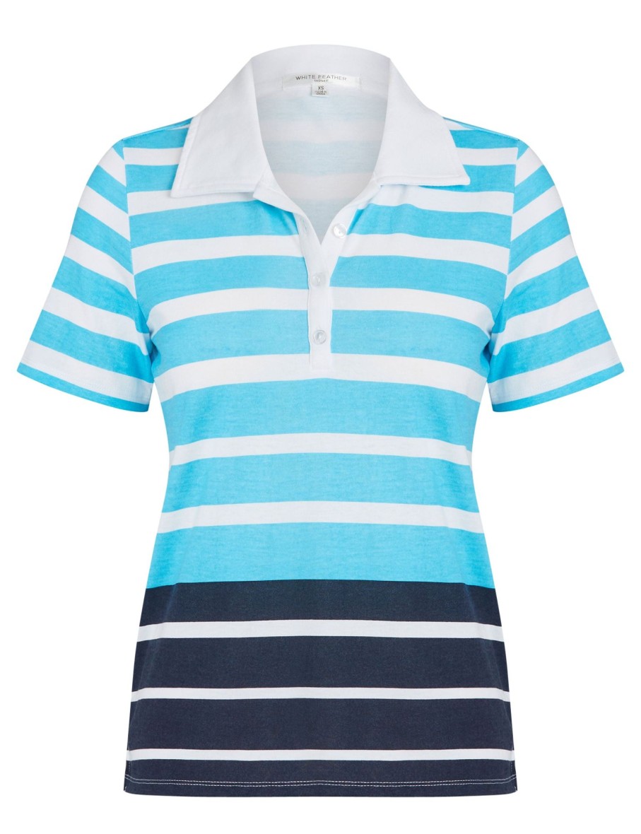 Tops NoniB | Noni B Short Sleeve Print Stripe Polo