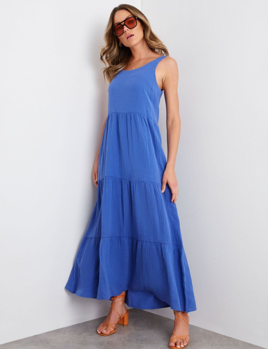 Dresses Rockmans | Rockmans Strappy Cotton Maxi Dress