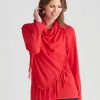 Knitwear WLane | W.Lane Fringe Drape Cowl Neck Pullover Top