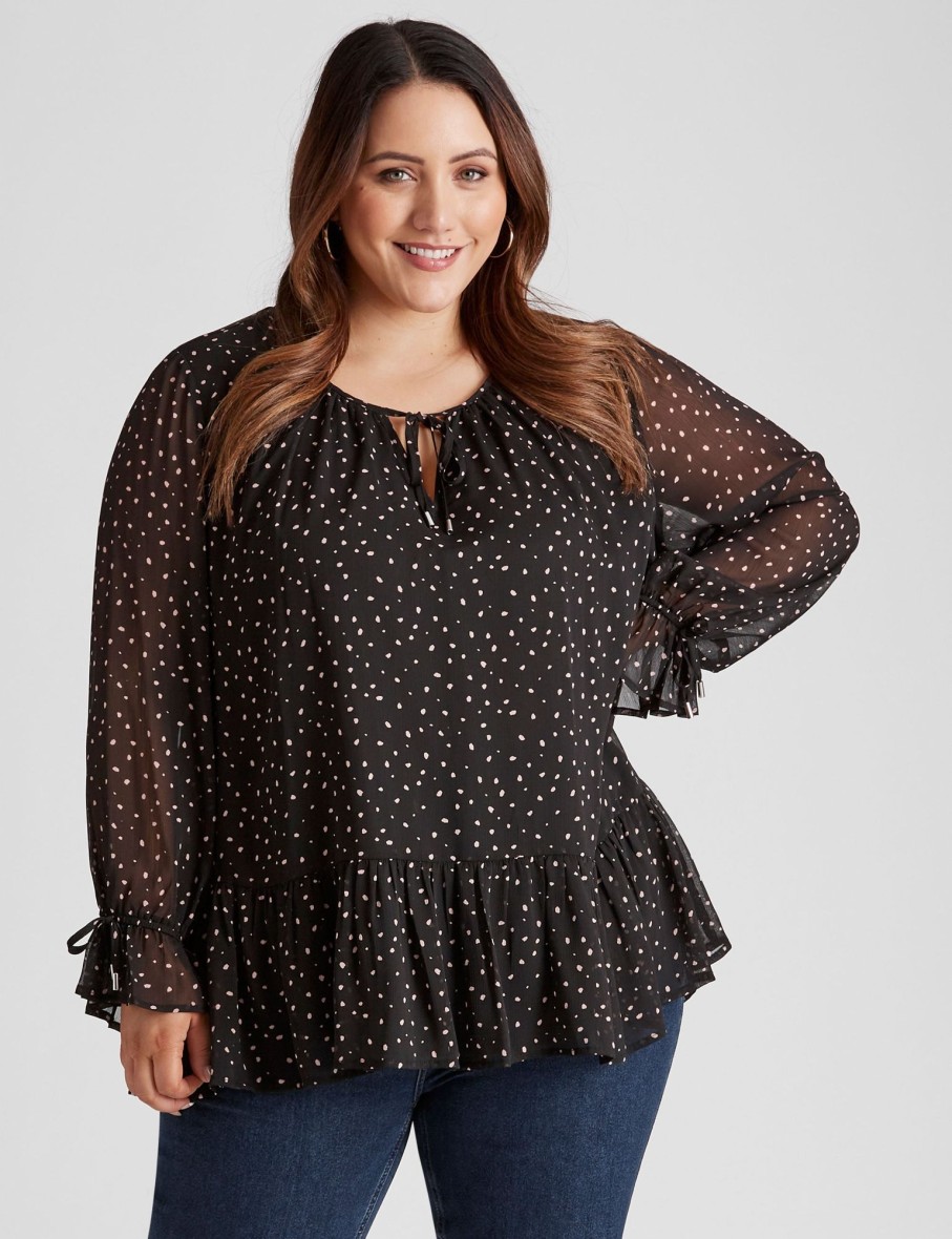 Tops Beme | Beme Tie Front Tie Sleeve Top