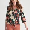 Tops WLane | W.Lane Dobby Embroidered Tie Front Top