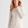 Knitwear Rockmans | Rockmans Long Sleeve Chenille Cable Knit