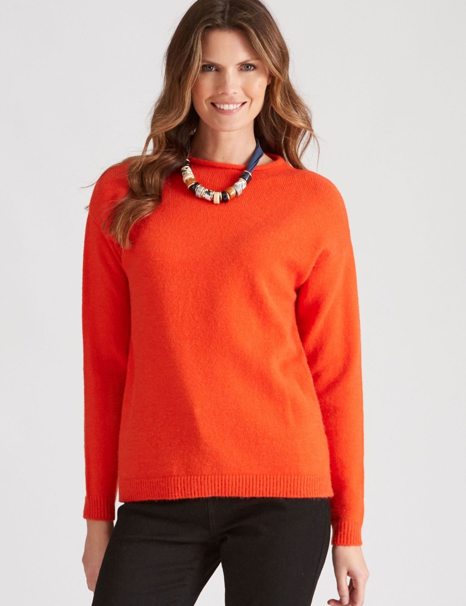 Knitwear WLane | W.Lane Round Neck Rib Detail Pullover Top