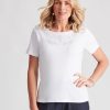 Tops NoniB | Noni B Round Neck Embroidered Rib Top