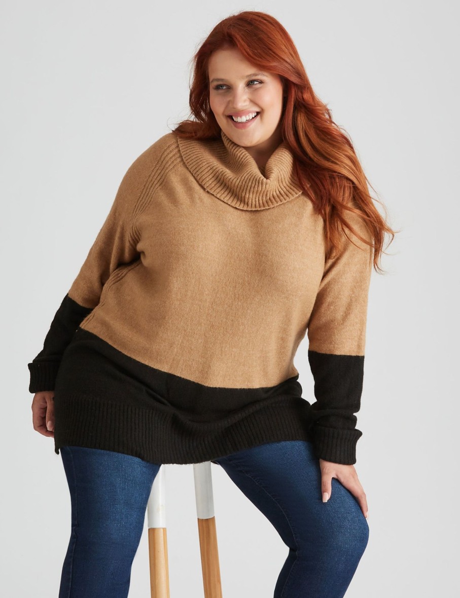 Knitwear Beme | Beme Long Sleeve Colour Block Knitwear