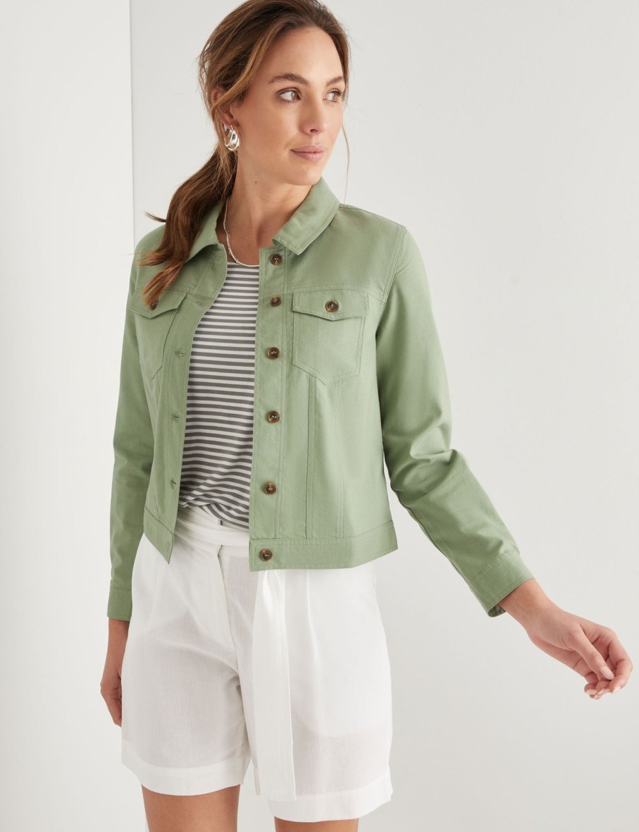 Outerwear Katies | Katies Linen Denim Style Jacket