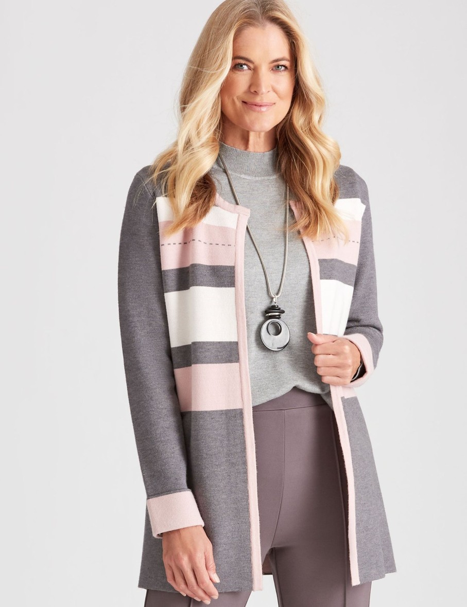 Knitwear NoniB | Noni B L/S E2E Stripe Cardigan