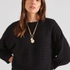 Knitwear Katies | Katies Bracelet Sleeve Cotton Blend Horizontal Cable Stitch Jumper