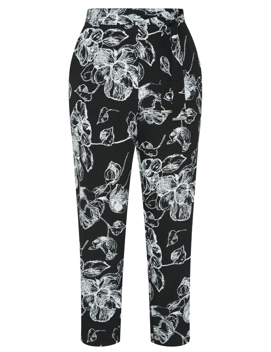 Bottoms LizJordan | Liz Jordan Tie Waist Tapered Floral Pant