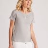 Tops NoniB | Noni B Round Neck Embroidered Rib Top