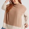 Knitwear Beme | Beme Long Sleeve Contrast Stripe Boxy Jumper