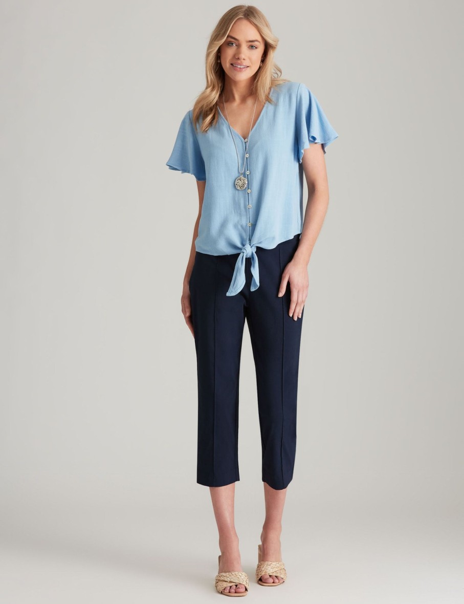 Tops NoniB | Noni B Flutter Sleeve Shirt