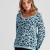 Knitwear Rockmans | Rockmans Crossroads Fluffy Leopard Knitwear Top