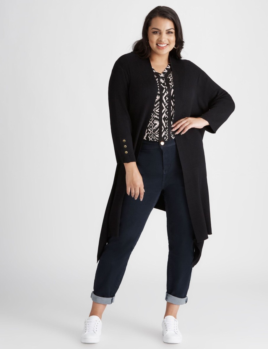 Knitwear Beme | Beme 3/4 Stud Sleeve Cardigan