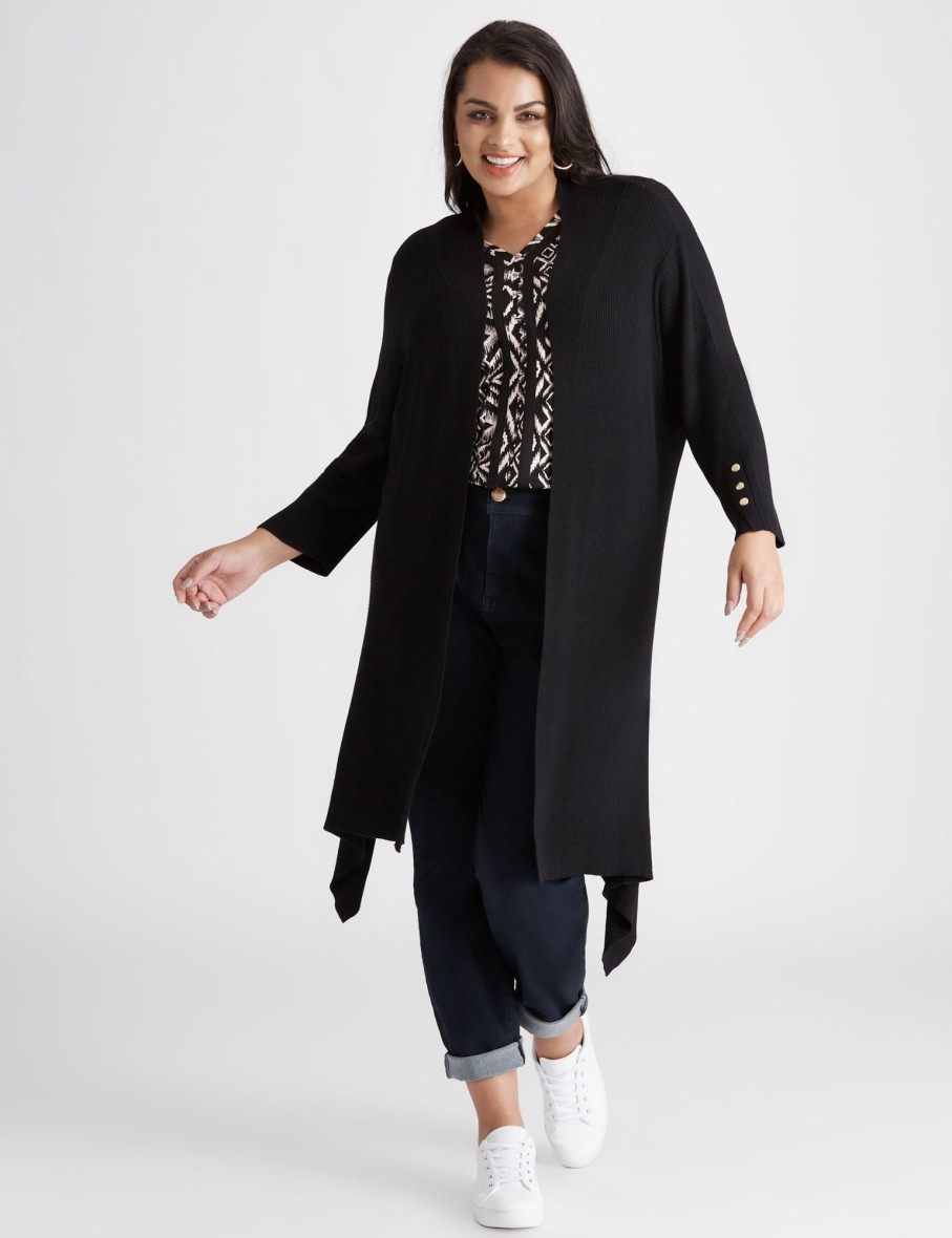 Knitwear Beme | Beme 3/4 Stud Sleeve Cardigan