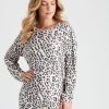 Sleepwear Rockmans | Rockmans Long Sleeve Cosy Animal Print Sleep Top