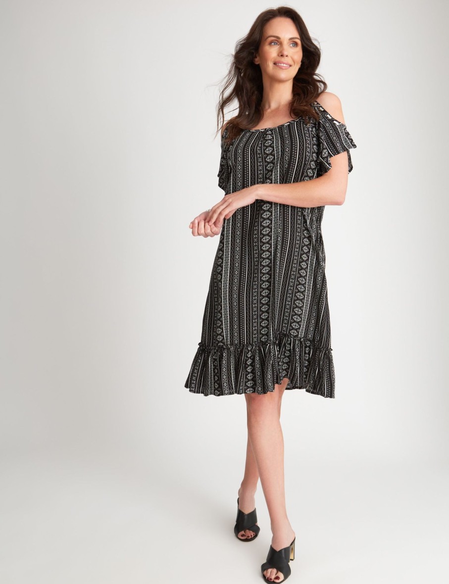 Dresses Millers | Millers Printed Cold Shoulder Dress With Heatseal