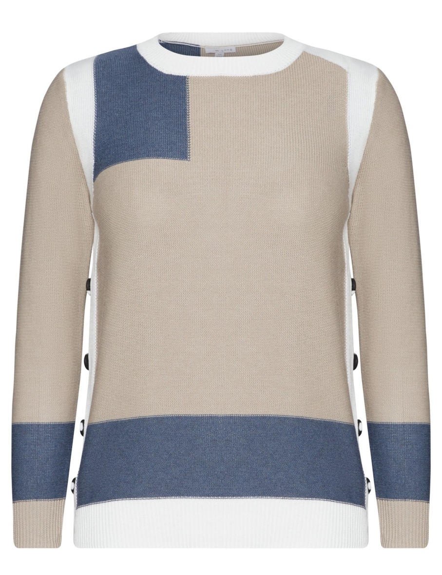 Knitwear WLane | W.Lane Color Block Side Buttons Jumper