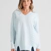 Knitwear Rockmans | Rockmans Long Sleeve V Neck Laced Detail Knitwear Top