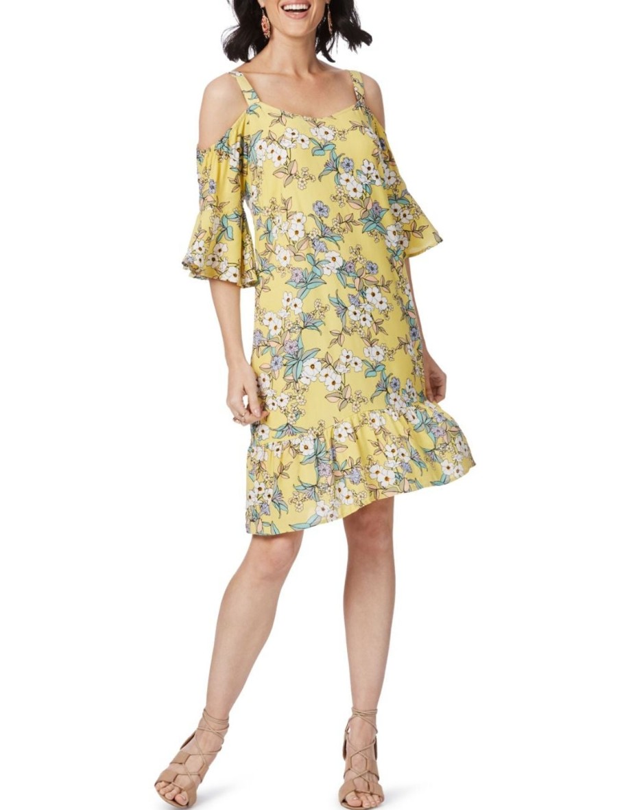 Dresses Rockmans | Rockmans Cold Shoulder Garden Floral Print Dress