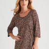 Tops Rockmans | Rockmans 3/4 Leopard Tunic