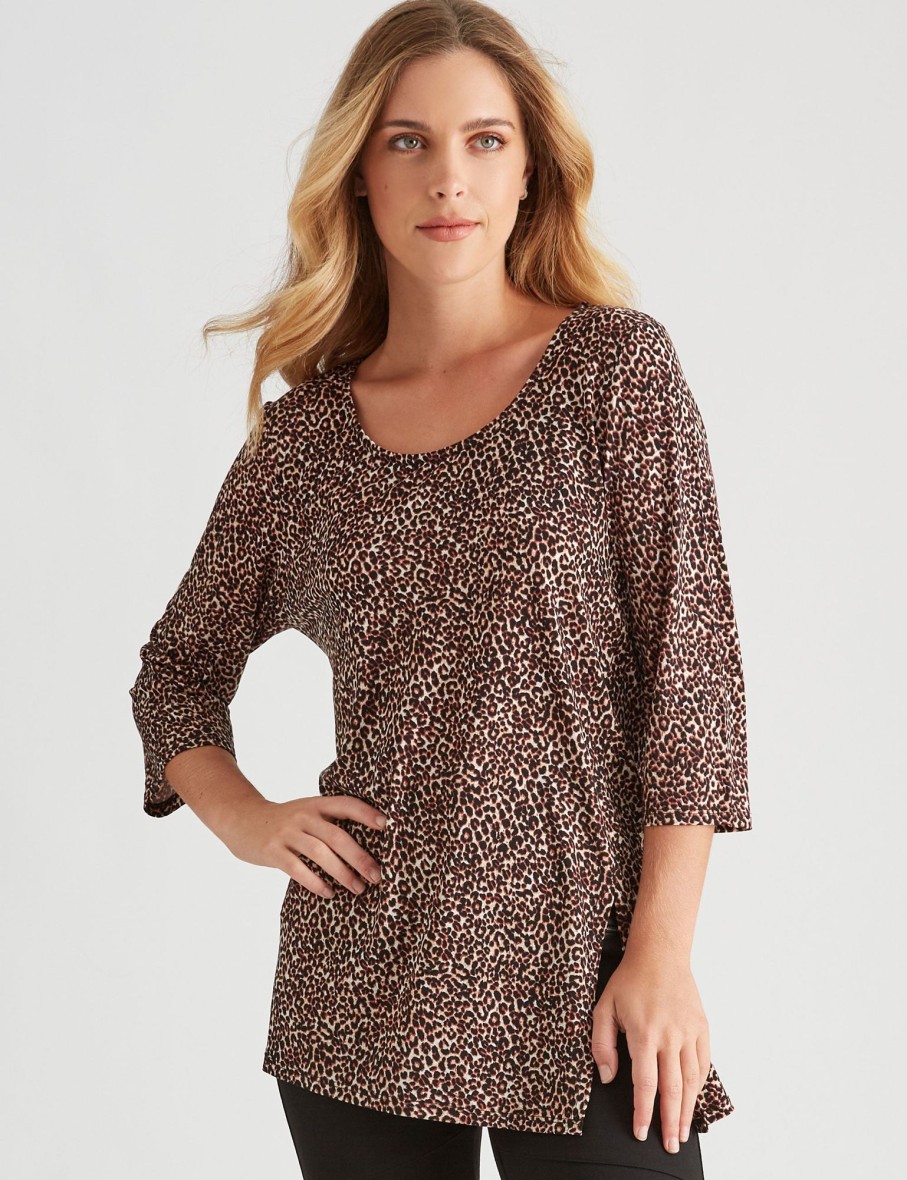 Tops Rockmans | Rockmans 3/4 Leopard Tunic