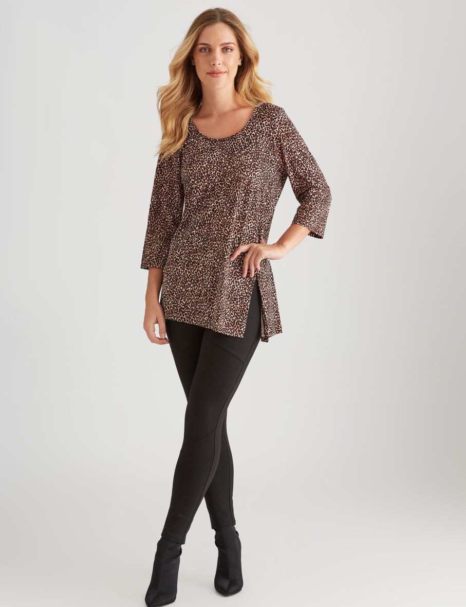 Tops Rockmans | Rockmans 3/4 Leopard Tunic