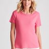 Tops NoniB | Noni B Round Neck Jewelled Rib Top