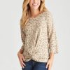 Tops Rockmans | Rockmans 3/4 Sleeve Twist Front Soft Knitwear Top