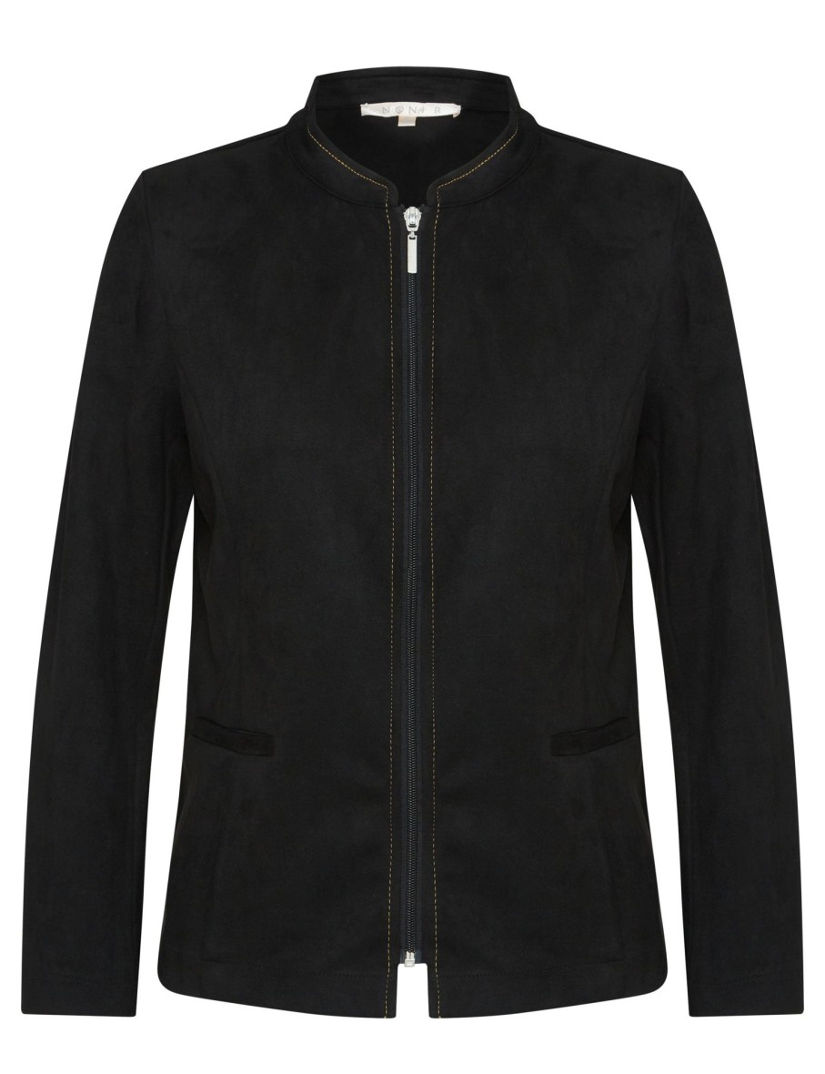 Outerwear NoniB | Noni B Suedette Zipped Through Jacket