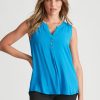 Tops Rockmans | Rockmans Sleeveless Mixed Media Top