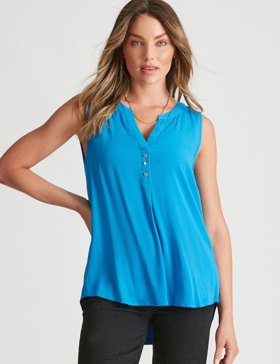 Tops Rockmans | Rockmans Sleeveless Mixed Media Top