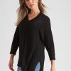 Knitwear Rockmans | Rockmans Elbow Sleeve True Knitwear Asymmetric Zipped Top