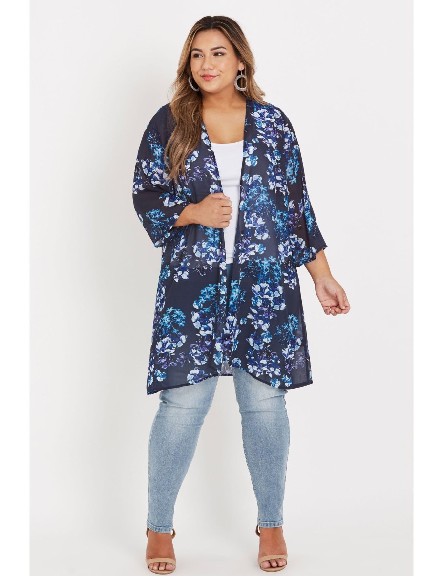 Outerwear Beme | Beme 3/4 Chiffon Kimono